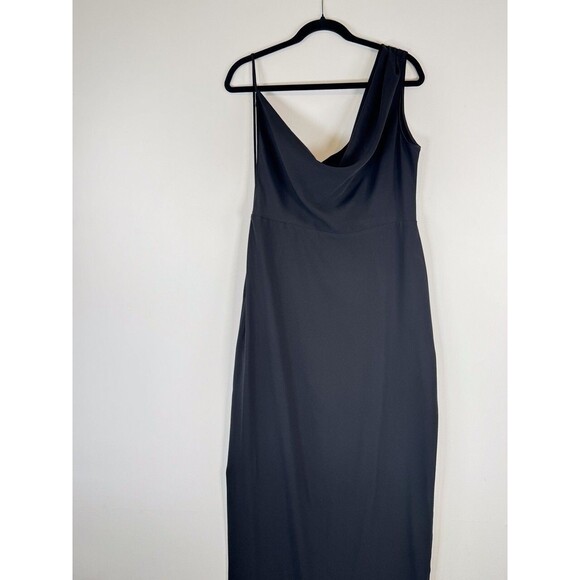 Amanda Uprichard Womens Dress Black Maxi One Shoulder A Line Party Evening Large - Picture 5 of 13